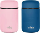 MIRA 2 Pack Insulated Food Jar Thermos for Hot Food & Soup, Compact Stainless Steel Vacuum Lunch Container, 13.5 oz, Denim, Rose Pink by TinyTreasures Baby Boutique