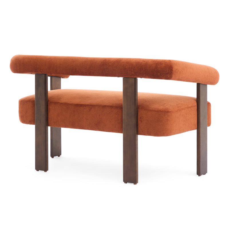 Round Armrest Loveseat (Dark Orange + Brown), photo 4 of 10