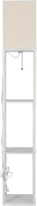 SUNMORY Shelf Floor Lamp with 3-Way Dimmable LED Bulb, Modern Square Standing Lamp with Shelves and White Shade, Corner Display Bookshelf Lamp for Living Room and Bedroom(White) by CozyNest Decor