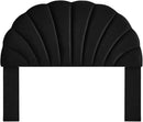 24KF Stunning Crown Design Queen Headboard, Upholstered Soft Velvet Petal Pattern Headboard Queen/Full-Black by CozyNest Decor