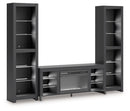 Cayberry - 3-Piece Entertainment Center With Electric Fireplace - Black