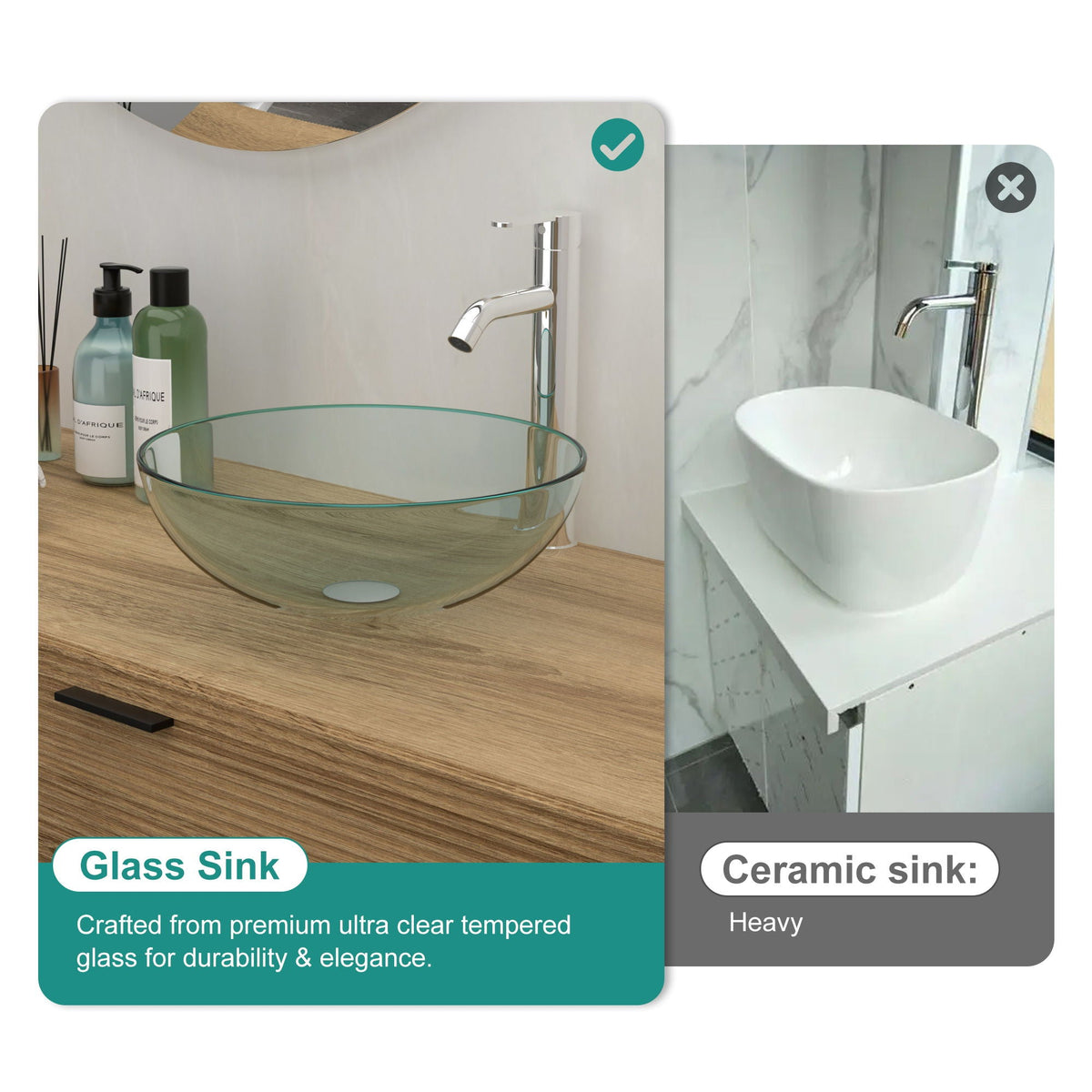 Artistic Tempered Glass Vessel Sink With Pop Up Drain, photo 13 of 32
