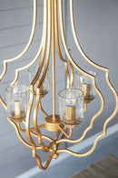 4 Light Metal Chandelier, Hanging Light Fixture With Adjustable Chain For Kitchen, Bulb Not Included - Gold by HouseOfZazla