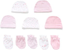 Newborn Baby Boy Girl Caps Mittens Socks Set Cotton Baby Essentials Accessories (Hats+Gloves+Socks) by TinyTreasures Baby Boutique