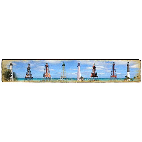 Florida Keys Lighthouses Wooden Sign | Wall Art Print on Real Wood