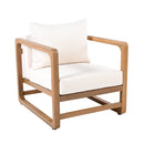 Acacia Wood Lounge Chair with Cushions & Cross-Stretcher Side Table Set