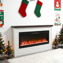 65" Electric Fireplace With Wall Mantel, 50" Fireplace Insert Heater, Remote Control, Timer For Living Room - Antique White by HouseOfZazla