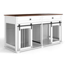 Large Dog Crate, Water Resistant Indoor Pets Furniture Double Dog Crates - Brown White by HouseOfZazla