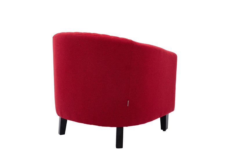 accent Barrel chair living room chair with nailheads and solid wood legs Red Linen