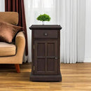 Traditional Wood End Table with Charging Station, Modern Vintage Sofa Chair Side Table Nightstand with Storage & Drawer for Living Room Bedroom, No Assembly, Antique Espresso by CozyNest Decor