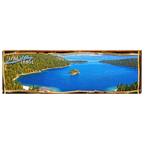 Emerald Bay, Lake Tahoe Vintage Sign Home Decor Art Print on Real Wood