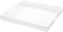 White Rectangular 18x20 Inches Acrylic Ottoman Tray Decorative Serving Tray with Cutout Handles Organizer Tray on Coffee Table Countertop Big Breakfast Bed Tray Living Room Appetizer Serving Food by CozyNest Decor