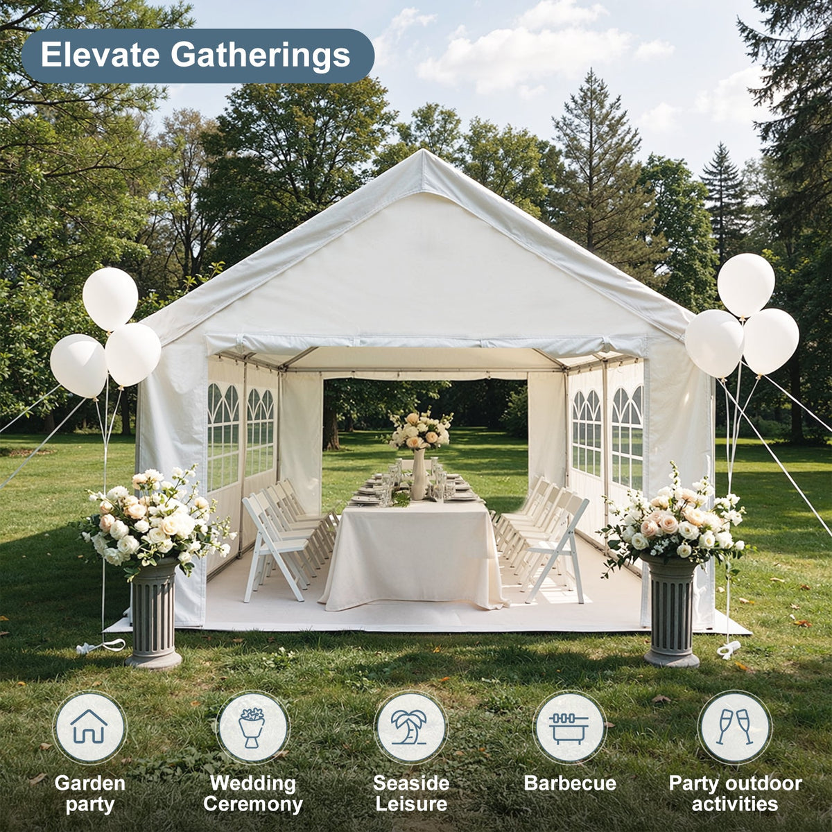 10'x20' Carport Canopy Tent with Removable Sidewalls, photo 2 of 5