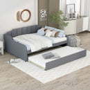 Full Size Upholstered Daybed With Trundle And USB Charging - Gray by HouseOfZazla