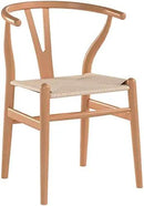 POLY & BARK Weave Dining Chairs – Mid-Century Modern Wishbone Dining Chairs with Arms, Solid Wood Frame, Indoor Use – Natural – Set of 2 - Ideal for Dining Room, Kitchen or Stylish Accent Setting by CozyNest Decor