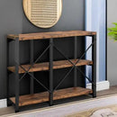 IRONCK Rustic Entryway Console Table, Long Hallway Table 47 in 3-Tier, TV Stand Entertainment Center Media Stand for Living Room, Industrial Style, Vintage Brown by CozyNest Decor