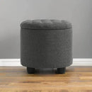 Furniliving 18.7inch Storage Round Ottoman, Footstools with Hidden Storage with Removable Lid, Stylish Button Tufted Design Ottoman Foot Stools for Living Room, Bedroom，Darkgrey by CozyNest Decor