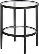 Henn&Hart 20" Wide Round Side Table with Glass Shelf in Blackened Bronze, Table for Living Room, Bedroom by CozyNest Decor