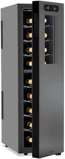 Wine Enthusiast 18-Bottle Slimline Dual Zone Wine Cooler - Energy Efficient Freestanding Wine Refrigerator - Upright Bottle Storage, Adjustable Thermostat, Digital Touchscreen (20.5” x 10.7" x 36.8”) by CozyNest Decor