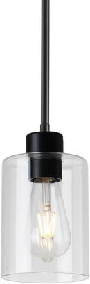 Black Pendant Lights Kitchen Island,Modern Farmhouse Glass Pendant Light,Light Fixture Kitchen Pendant Mini Hanging Light Fixture for Sink (1 Pack Black stem Rod) by CozyNest Decor