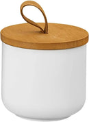 Ceramic Storage Jars, Modern Elegant Highly Polished Airtight Gorgeous Storage Canisters with Wooden Lid Small Food Stroage Jar for Kitchen Spice Tea Vanilla Sugar Coffee Beans (White trumpet) by CozyNest Decor