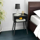 MaxSmeo Nightstand, Mid Century Modern Side Table Bedroom with Storage, Small End Bedside Table with Solid Wood Legs for Living Room, Office Small Spaces (Black) by CozyNest Decor