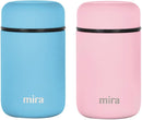 MIRA 2 Pack Insulated Food Jar Thermos for Hot Food & Soup, Compact Stainless Steel Vacuum Lunch Container, 13.5 oz, Pearl Blue, Rose Pink by TinyTreasures Baby Boutique
