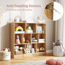 41 inches Wooden Toy Storage Organizer with 10 Cubes for Kids-Natural