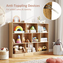 41 inches Wooden Toy Storage Organizer with 10 Cubes for Classroom Daycare Nursery Kindergarten-Natural