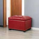Joveco Leather Storage Ottoman, 24" Rectangle Square Bench Foot Rest Stool for Bedroom Living Room, Red by CozyNest Decor