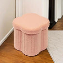 B FSOBEIIALEO Storage Ottoman Cube, Flowers Shaped Ottomans with Storage Foot Stool Footrest for Lving Room, Boucle Ottoman Seat for Dorm Room,Faux Teddy Fur, Orange 12.6"x12.6"x12.6" by CozyNest Decor