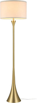 GLOBE Electric 61000150 60" Floor Lamp, Antique Brass Finish, Beige Fabric Shade, Mid-Century Modern Standing Lamp, E26 Base, Sustainable Design for Living Rooms and Bedrooms by CozyNest Decor
