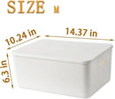 4 pack large plastic White storage bins Baskets, Toy Box Chest with Lids and Handle，Organizer Containers for Baby，Kids,snacks,Nursery，Shelves，Playroom, Bedroom，Office,Closet，home by TinyTreasures Baby Boutique