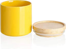 Sweejar Kitchen Canisters Ceramic Food Storage Jar, Stackable Containers with Airtight Seal Wooden Lid for Serving Ground Coffee, Tea, Sugar, Salt and More - 16 Fl Oz (Yellow) by CozyNest Decor
