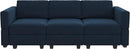 Belffin Modular Sofa Couch with Storage Seats Velvet 3 Seater Sofa for Living Room Blue by CozyNest Decor
