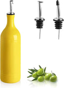 Sweejar Large Ceramic Olive Oil Dispenser Bottle, Opaque Oil Cruet Protects Oil to Reduce Oxidation, Suitable for Storage Oil, Vinegar, Soy Sauce & Other Liquids, Pack of 1, 24 Fl Oz (Yellow) by CozyNest Decor