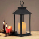 YAKii Hanging Glass Panes Lantern Portable Led Candle Light Operated by 3AAA Battery Use for Garden Yard, Indoor & Christmas Day Decoration etc (Black 2PCS) by CozyNest Decor