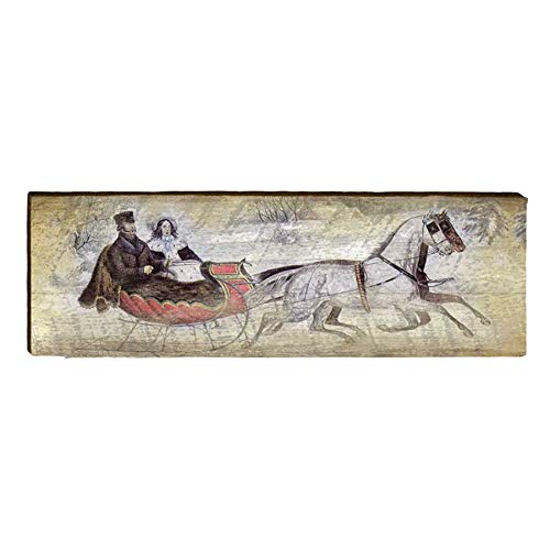 Winter Sleigh Home Decor Art Print on Real Wood