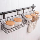 Wire Storage Basket No Drilling Wall Hanging Baskets with Adhesive for Kitchen, Bathroom, Bedroom Storage 2 Pack Black by CozyNest Decor