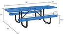 Global Industrial 8'L Rectangular Picnic Table, ADA Compliant, Expanded Metal, Blue Thermoplastic Coating, Attached Benches, 1-1/2” Umbrella Pole Hole, Outdoor-Rated by GreenHaven Gardens