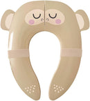 Hippypotamus Travel Potty Seat for Toddler - Folding Potty Training Seat - Portable Toilet Seat Cover for Baby & Kids (BEIGE Monkey) by TinyTreasures Baby Boutique
