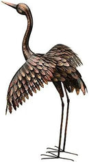 Regal Art & Gift Outdoor Garden Décor, Unique Bird Sculpture, Rustic Metal Bird Statues, Garden Ornaments, Bird Figurine for Lawn, Decorative Sculpture, Crane, Multi, Wings Down, 42" Height by CozyNest Decor