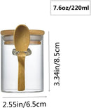 7.6 oz Airtight Mini Glass Jars with Bamboo Lids and Bamboo Spoons, Spice Jars Small Food Storage Containers for Kitchen, Bathroom, Home Decor Set of 8 by CozyNest Decor
