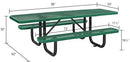 Global Industrial 8'L Rectangular Picnic Table, ADA Compliant, Expanded Metal, Green Thermoplastic Coating, Attached Benches, 1-1/2” Umbrella Pole Hole, Outdoor-Rated by GreenHaven Gardens