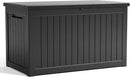 230 Gallon Resin Deck Box, Lockable Patio Outdoor Storage Box for Furniture, Garden Tools and Tools Storage, Waterproof Outside Storage Boxes - Black by CozyNest Decor