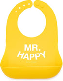 Baby Bib for Eating by Bella Tunno, Waterproof Silicone Bib with Large Food Catcher, Adjustable Fit for Babies 4-12 months & Toddlers 1-3 Years, Boys & Girls, Mr Happy by TinyTreasures Baby Boutique