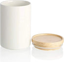 Sweejar Kitchen Canisters Ceramic Food Storage Jar, Stackable Containers with Airtight Seal Wooden Lid for Serving Ground Coffee, Tea, Sugar, Salt and More - 28 Fl Oz (White) by CozyNest Decor