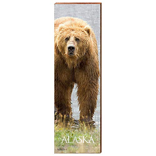 Alaskan Grizzly Bear Wooden Sign | Wall Art Print on Real Wood