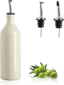 Sweejar Large Ceramic Olive Oil Dispenser Bottle, Opaque Oil Cruet Protects Oil to Reduce Oxidation, Storage Oil, Vinegar, Soy Sauce & Other Liquids, Pack of 1, 24 Fl Oz (Beige) by CozyNest Decor
