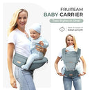 FRUITEAM 6-in-1 Baby Carrier with Waist Stool/Hip Seat for Breastfeeding, One Size Fits All - Adapt to Newborn, Infant & Toddler (Blue) by TinyTreasures Baby Boutique